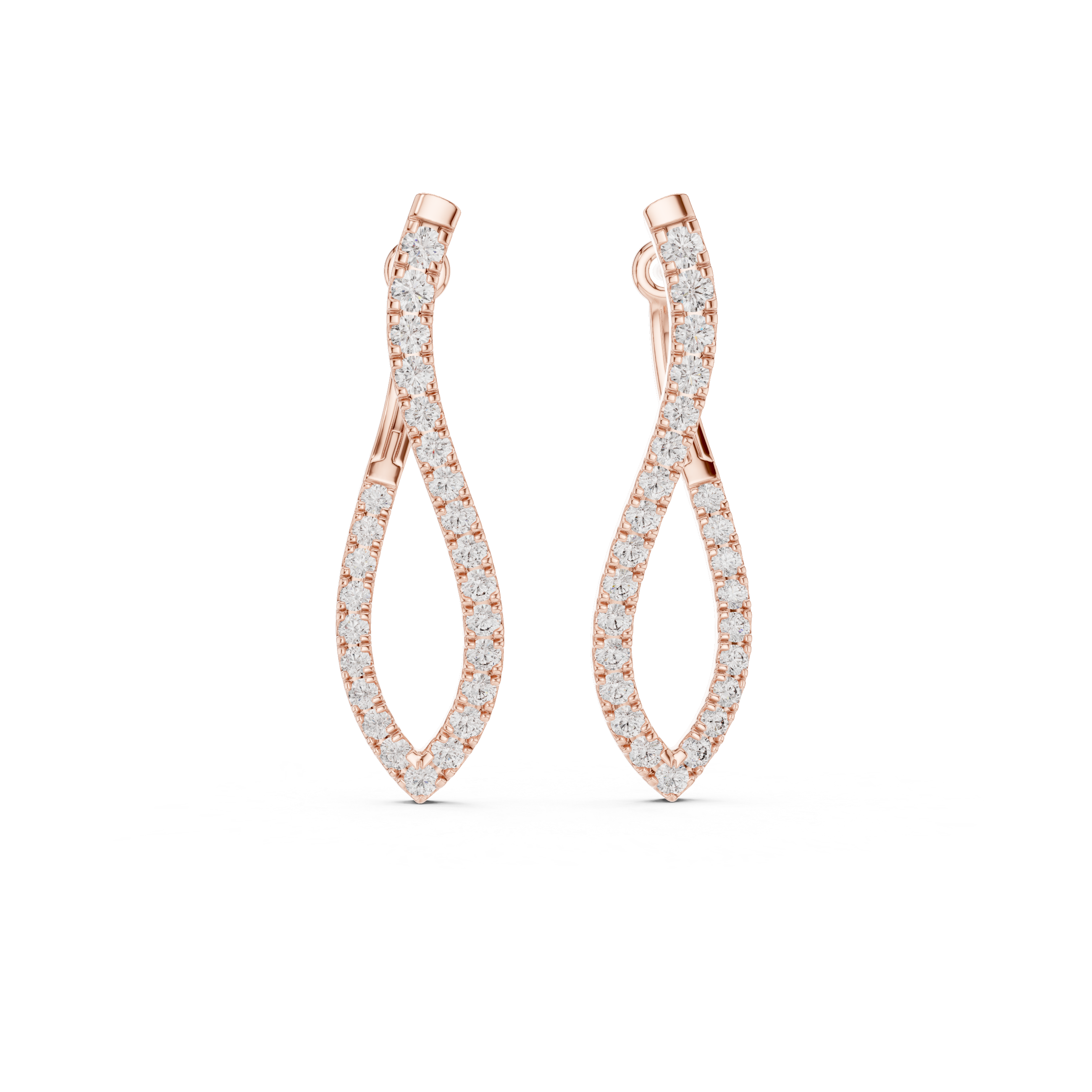 Twisted infinity lab grown diamond drop earrings in gold with modern open design by Signora Jewels
