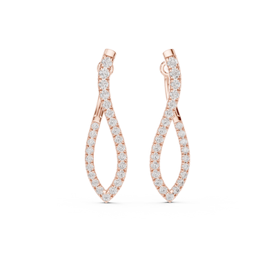Twisted infinity lab grown diamond drop earrings in gold with modern open design by Signora Jewels