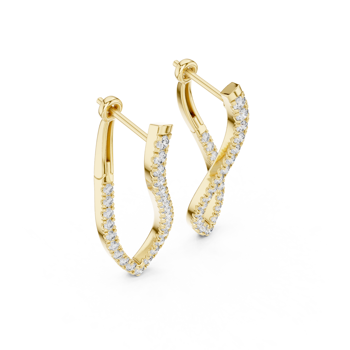 Twisted infinity lab grown diamond drop earrings in gold with modern open design by Signora Jewels