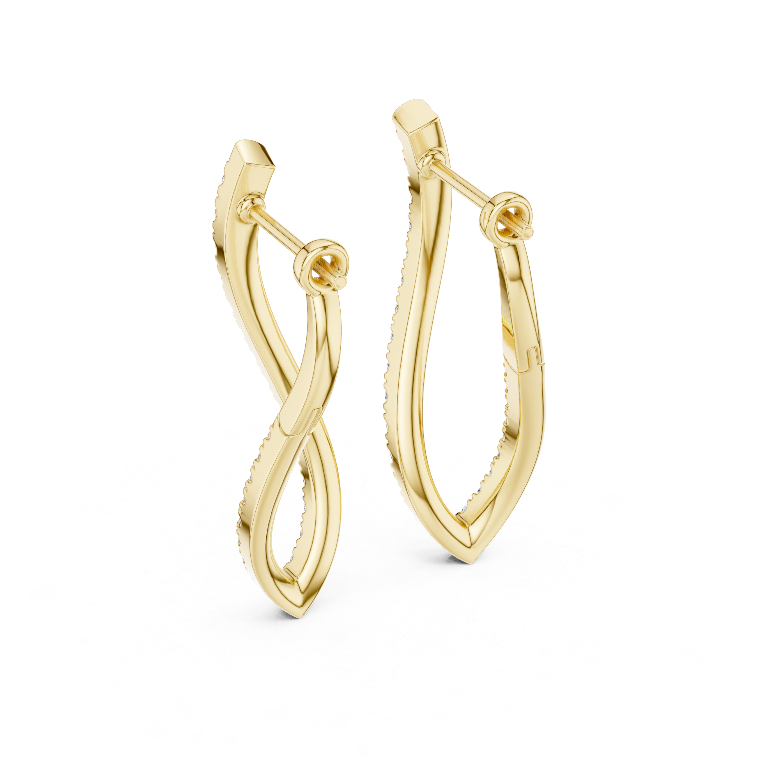 Twisted infinity lab grown diamond drop earrings in gold with modern open design by Signora Jewels
