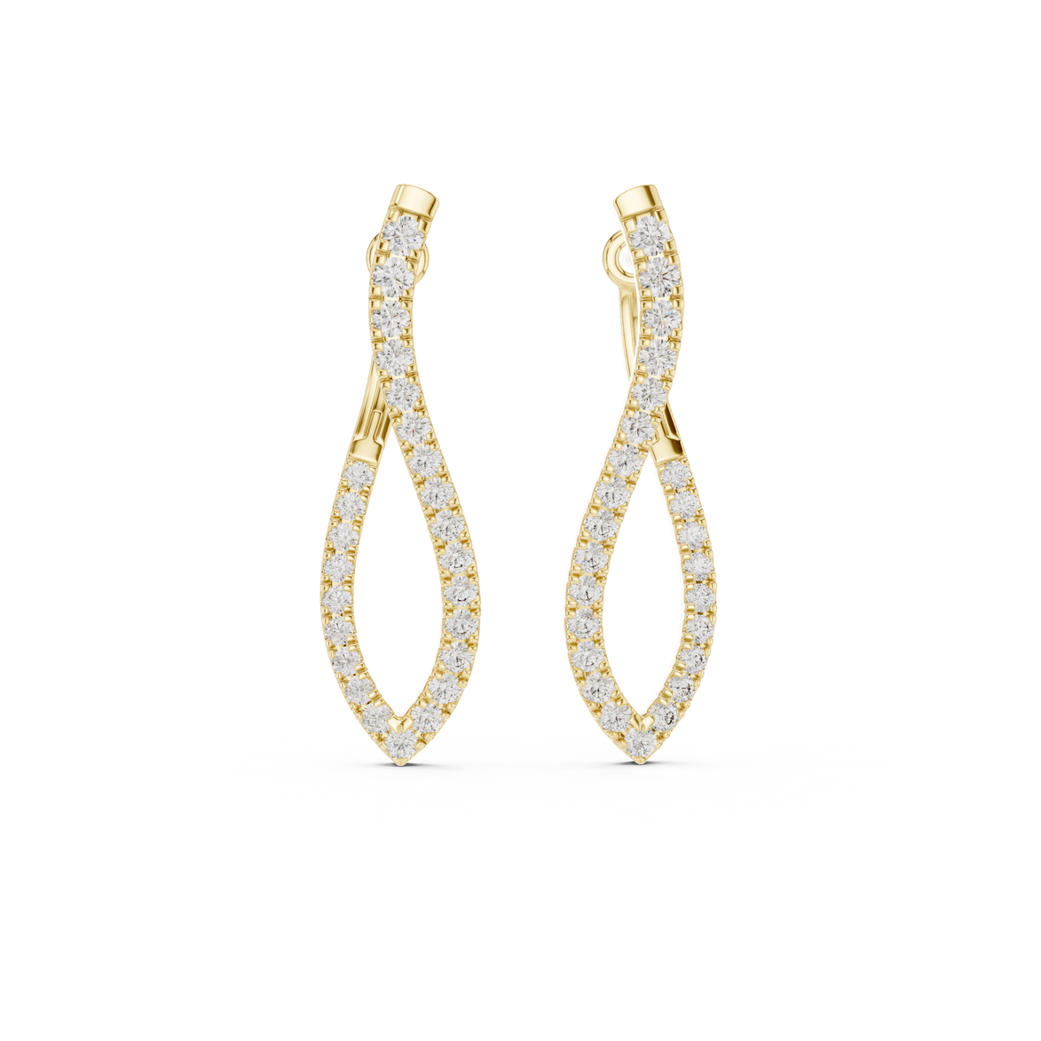 Twisted infinity lab grown diamond drop earrings in gold with modern open design by Signora Jewels