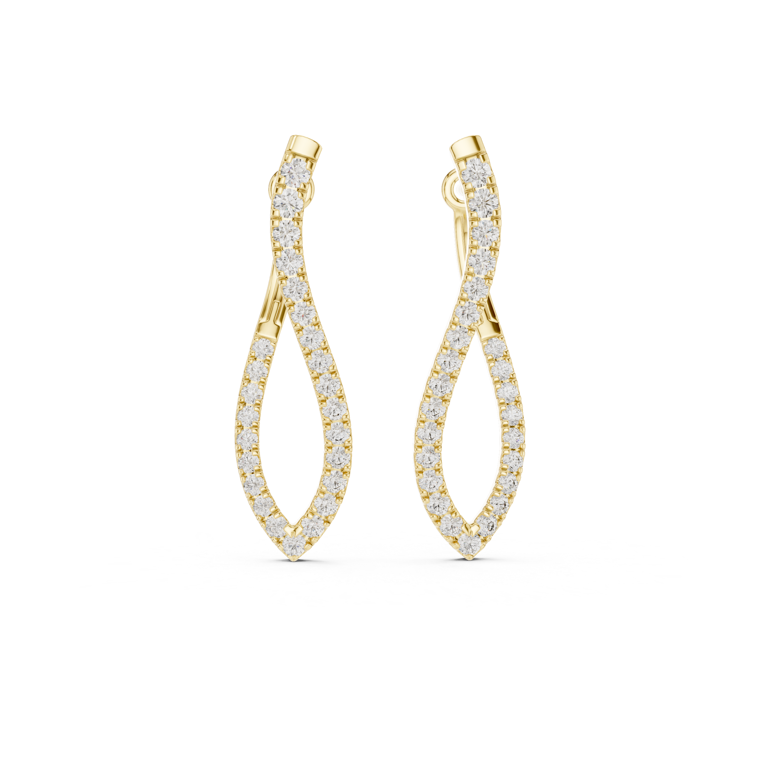 Twisted infinity lab grown diamond drop earrings in gold with modern open design by Signora Jewels