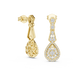 Vintage teardrop lab grown diamond drop earrings in gold with round and baguette diamonds by Signora Jewels
