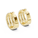 Triple row lab grown diamond hoop earrings in gold with round diamonds by Signora Jewels