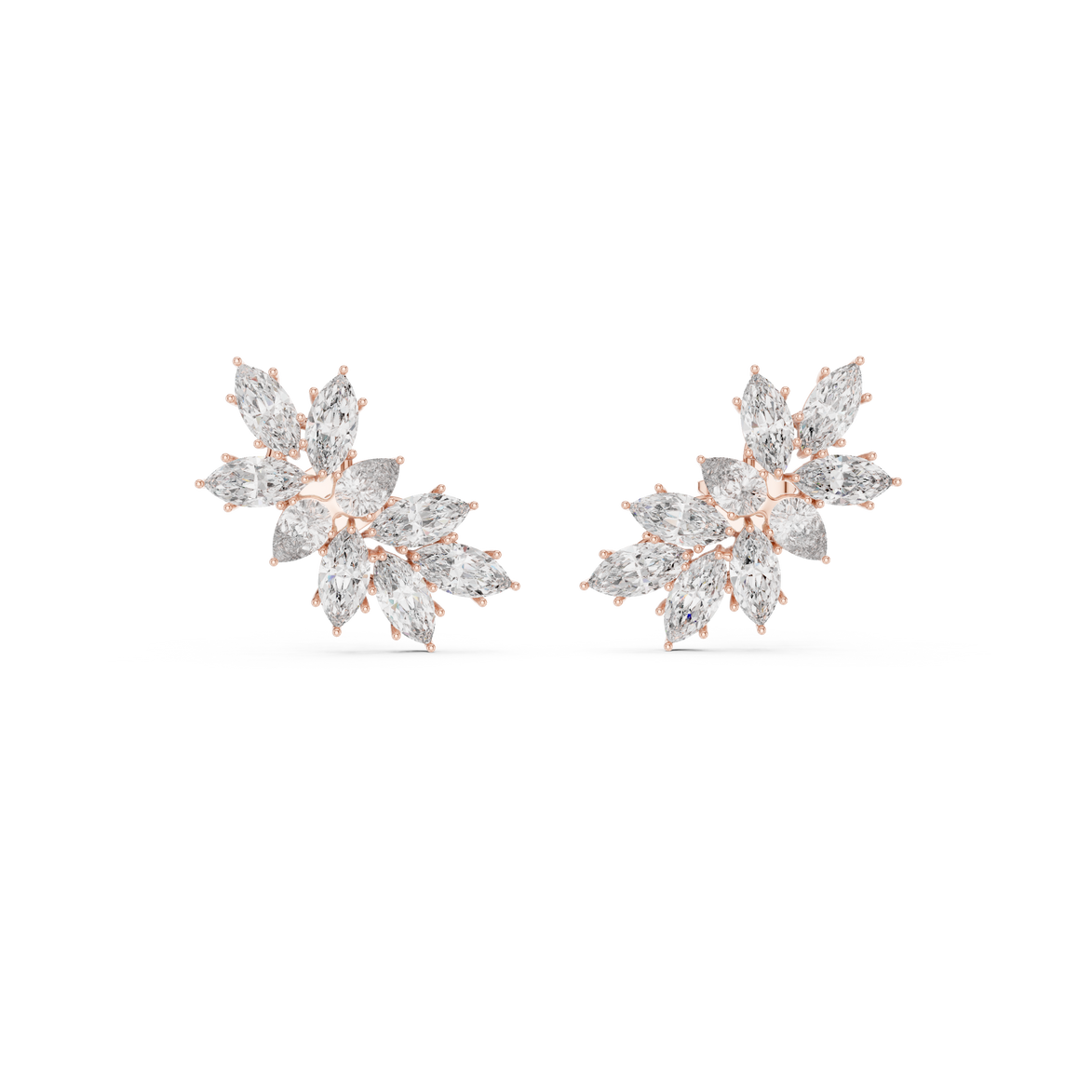 Floral marquise and pear cut lab grown diamond earrings in gold by Signora Jewels