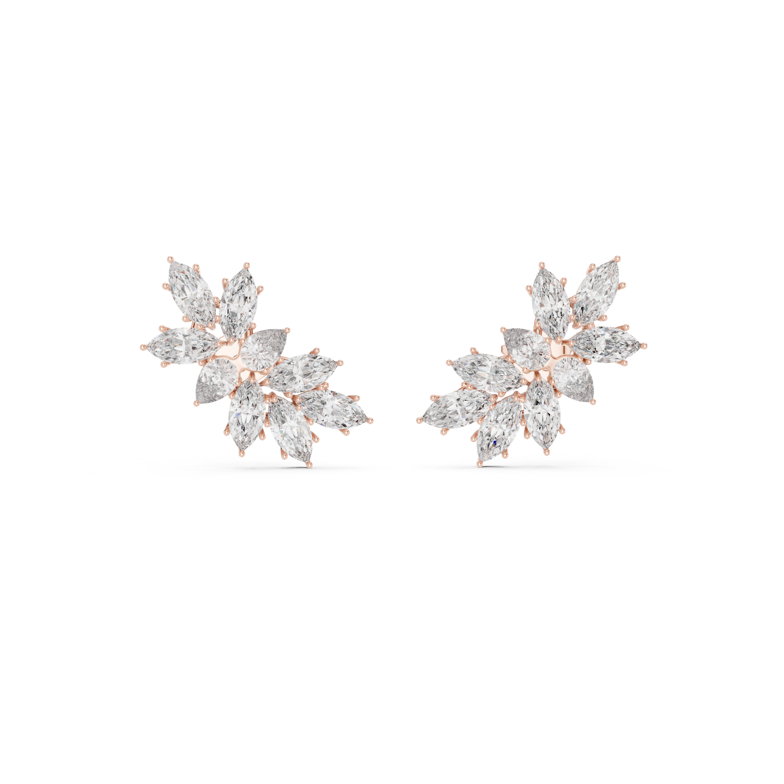Floral marquise and pear cut lab grown diamond earrings in gold by Signora Jewels