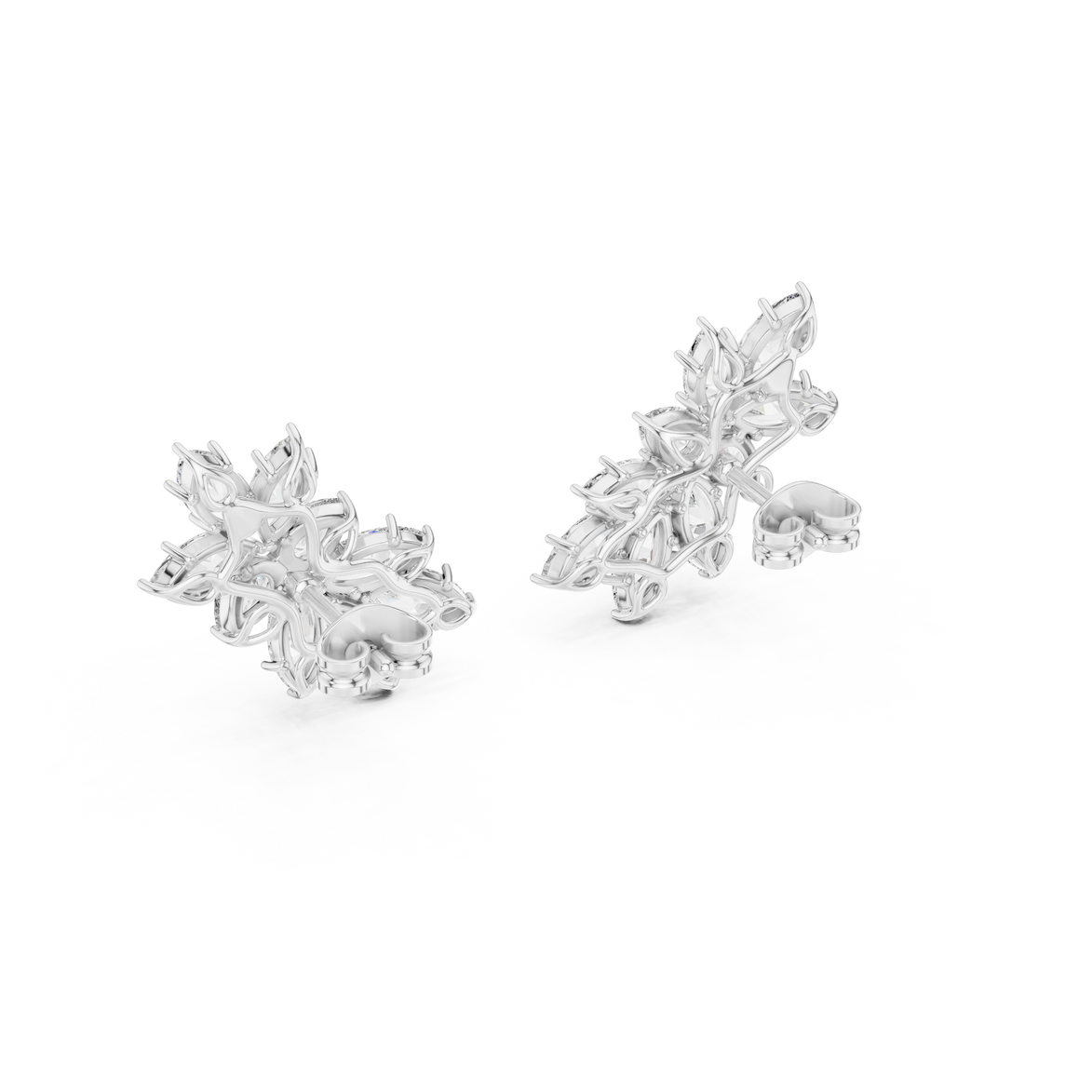 Floral marquise and pear cut lab grown diamond earrings in gold by Signora Jewels