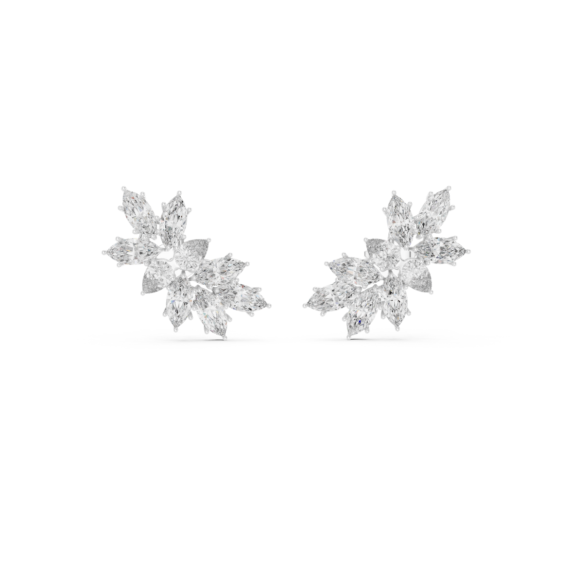 Floral marquise and pear cut lab grown diamond earrings in gold by Signora Jewels