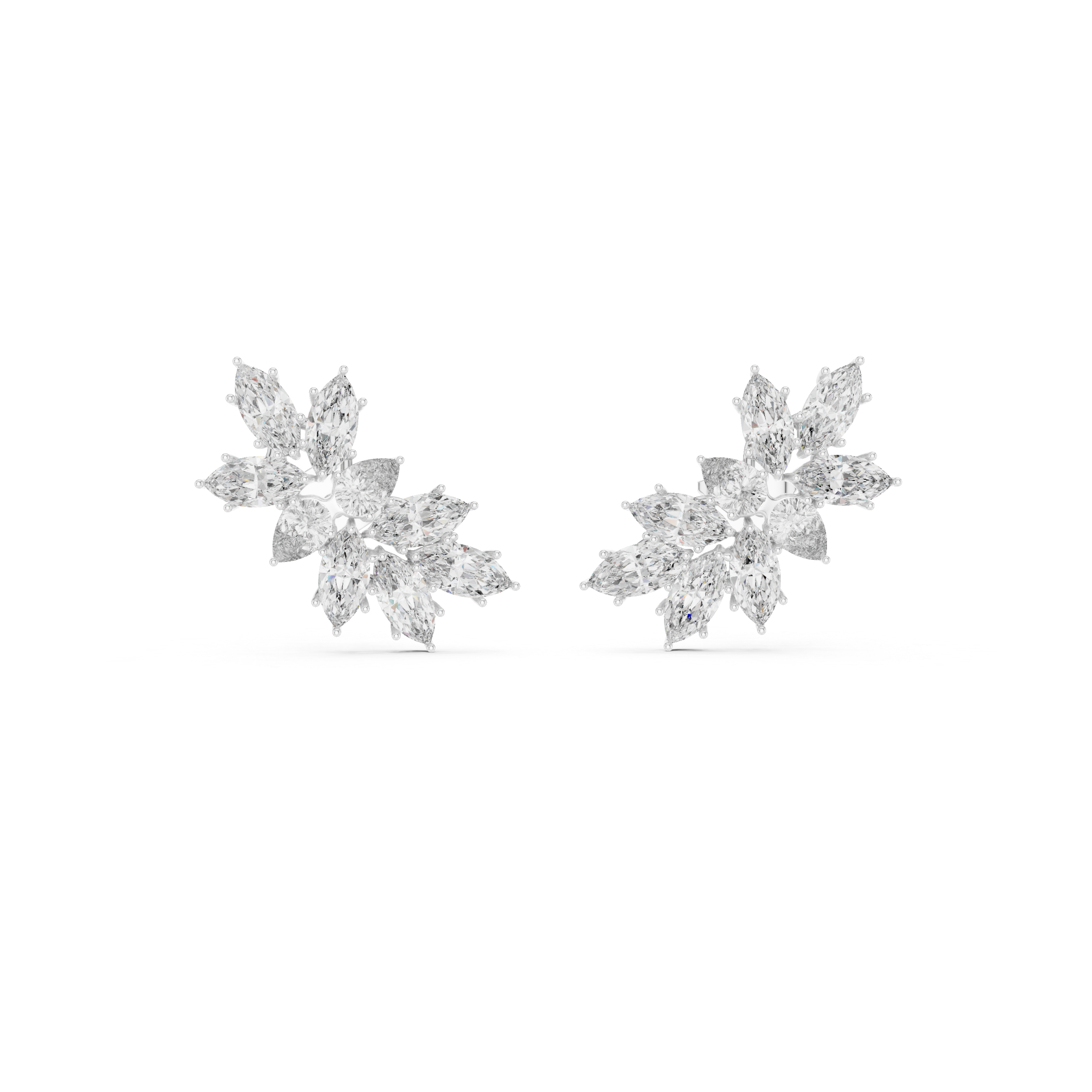 Floral marquise and pear cut lab grown diamond earrings in gold by Signora Jewels