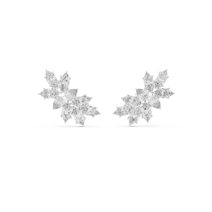 Floral marquise and pear cut lab grown diamond earrings in gold by Signora Jewels