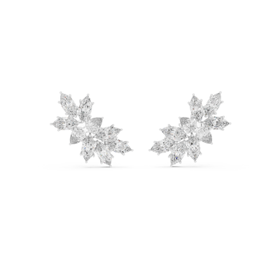Floral marquise and pear cut lab grown diamond earrings in gold by Signora Jewels