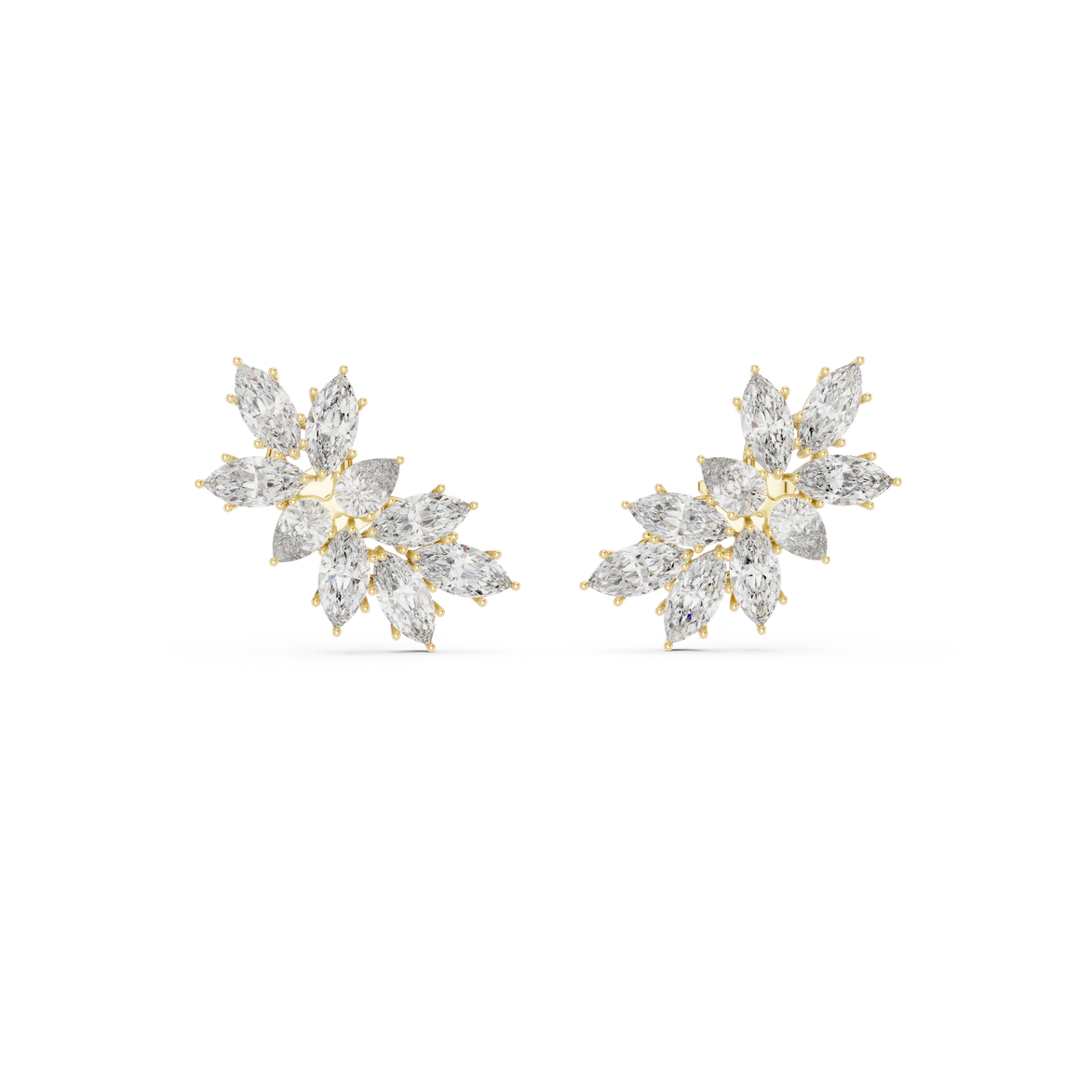 Floral marquise and pear cut lab grown diamond earrings in gold by Signora Jewels