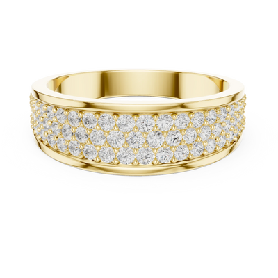 Round diamond pavé band in yellow gold
