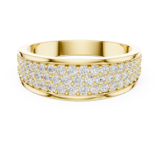 Round diamond pavé band in yellow gold
