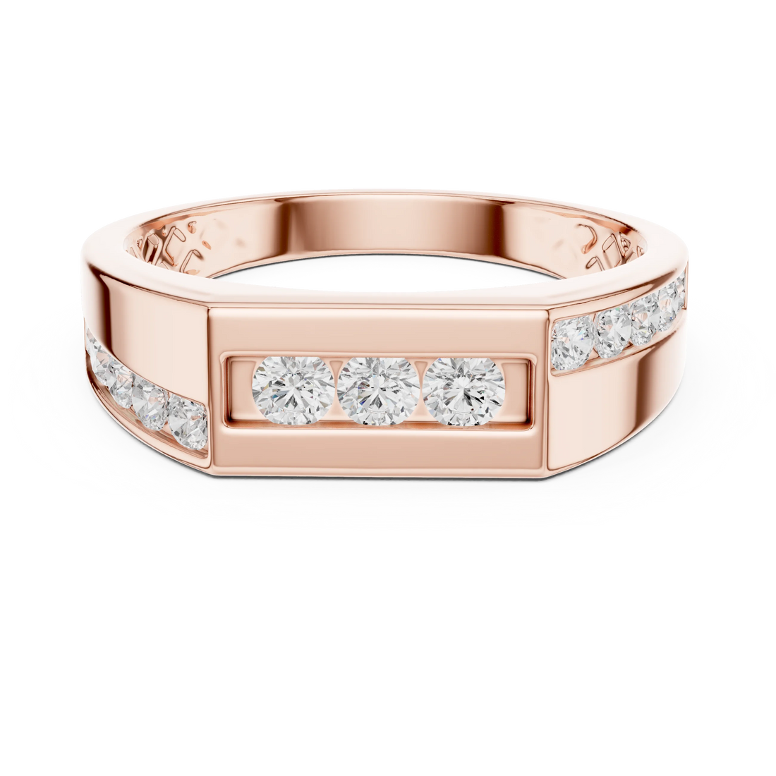 Round Three-Stone Channel Men's Ring