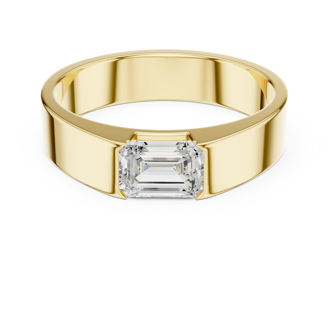 Emerald Cut Diamond Wide Band Ring