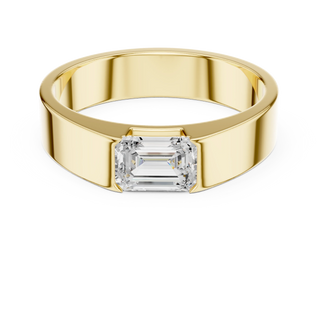 emerald diamond signet ring in yellow gold
