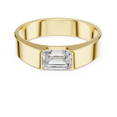 emerald diamond signet ring in yellow gold
