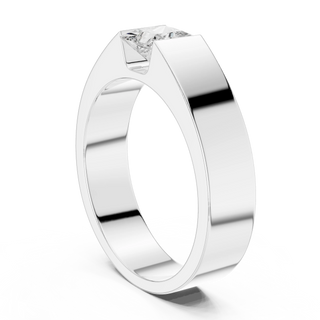 princess diamond signet ring in white gold