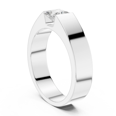 princess diamond signet ring in white gold