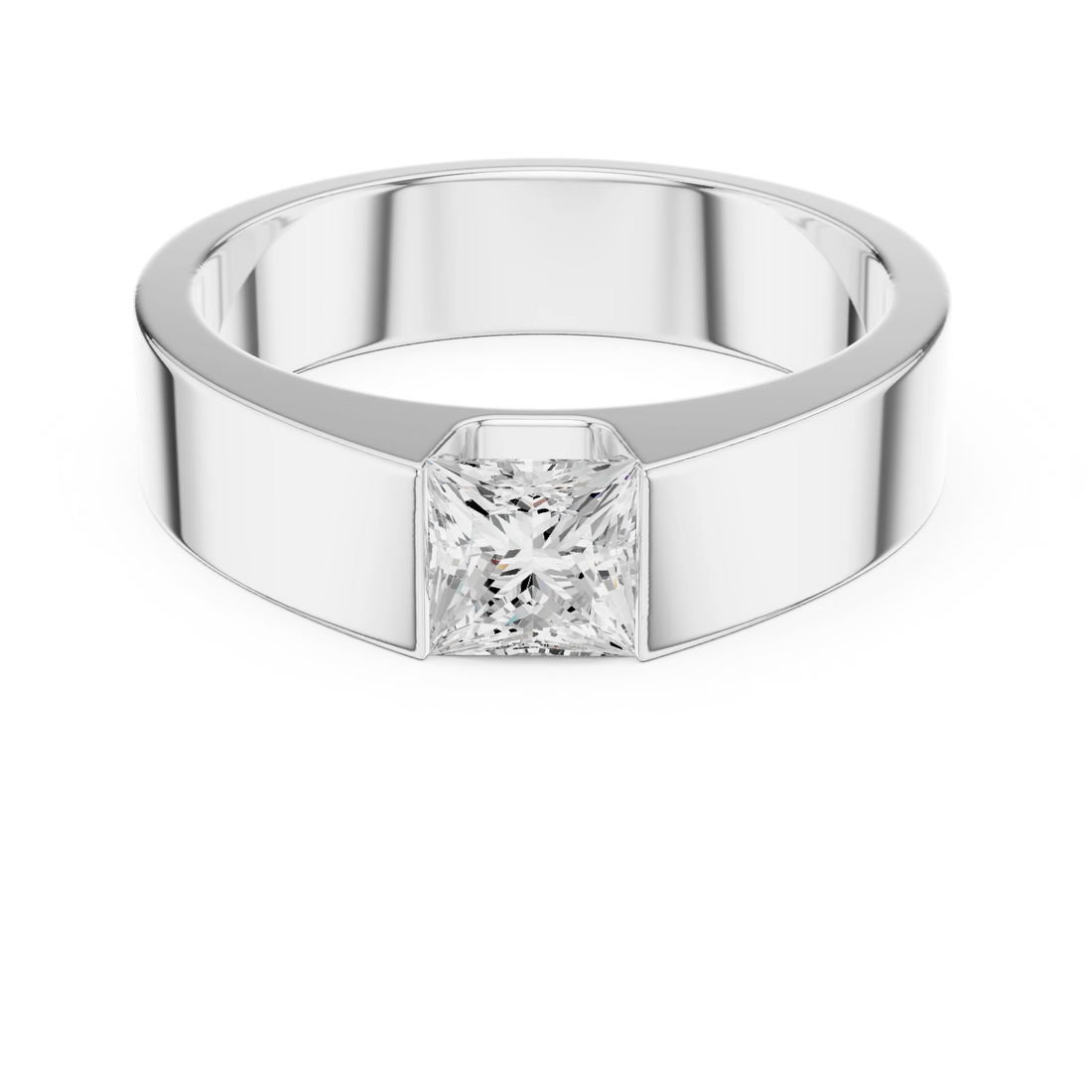 Princess Lab Grown Diamond Bezel Signet Ring