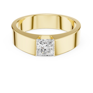 princess diamond signet ring in yellow gold