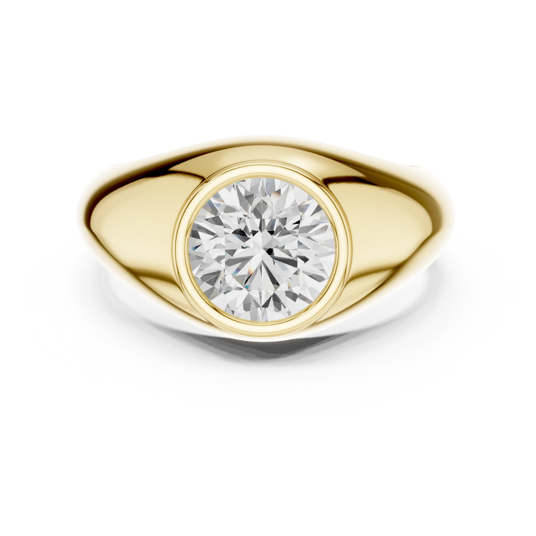 Round Lab Grown Diamond Bezel Signet Ring