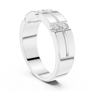 round diamond multi-stone band ring in white gold