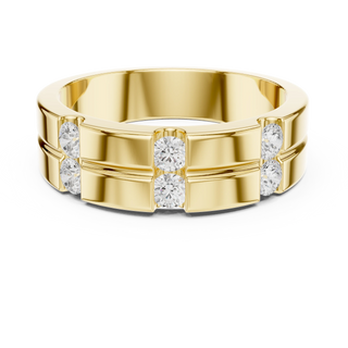 round diamond multi-stone band ring in yellow gold