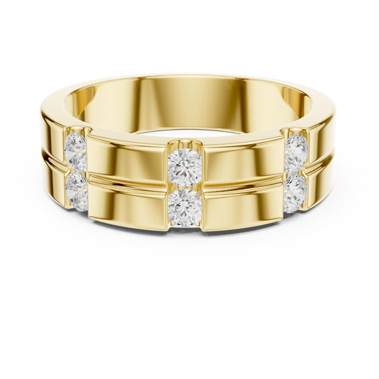 round diamond multi-stone band ring in yellow gold