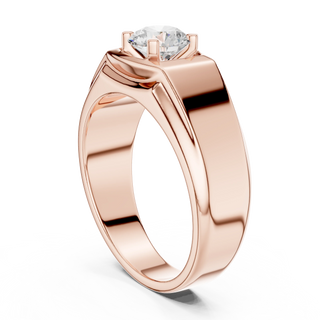 round diamond signet ring in rose gold