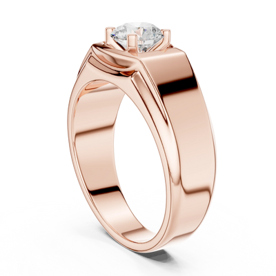 round diamond signet ring in rose gold