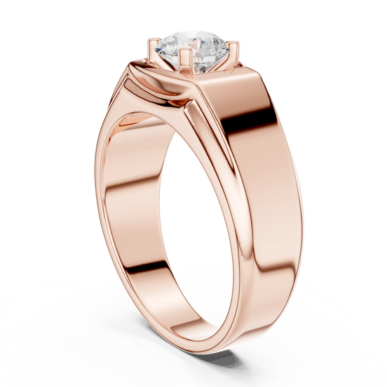 round diamond signet ring in rose gold