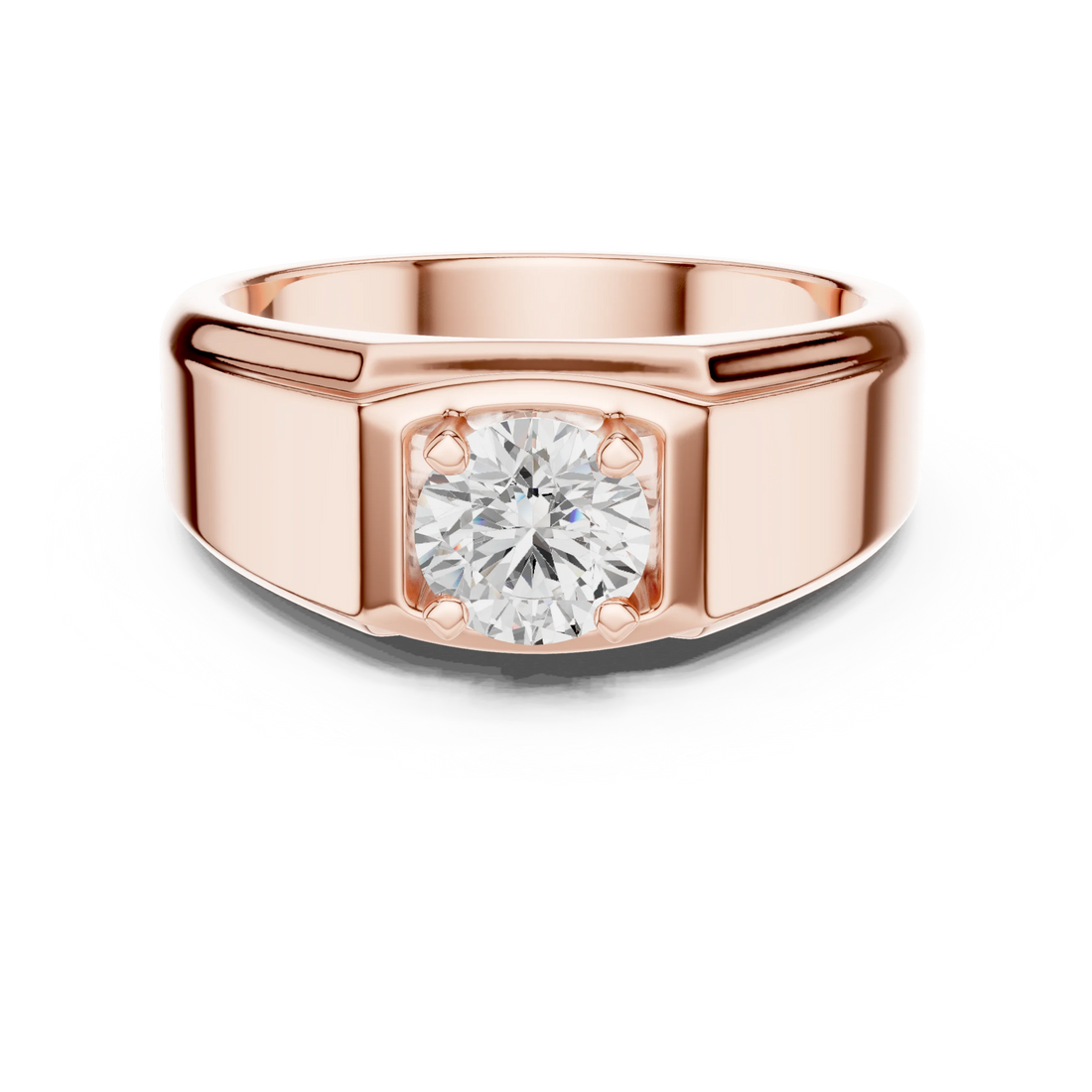 Round Lab Grown Diamond Prong Set Signet Ring