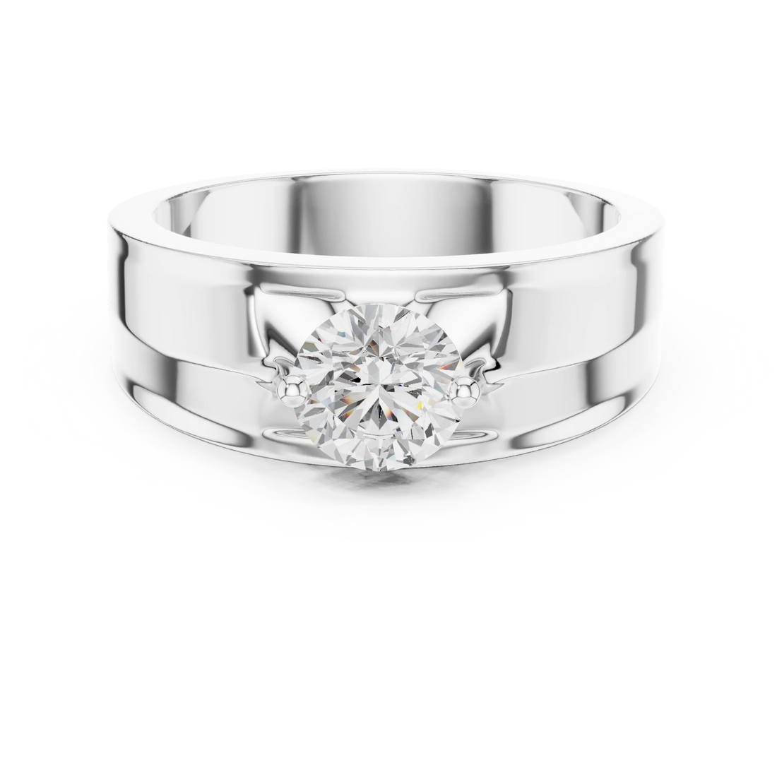 Round Lab Grown Diamond Solitaire Signet Ring