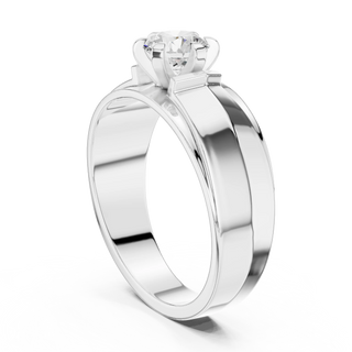 round diamond classic men's ring in white gold