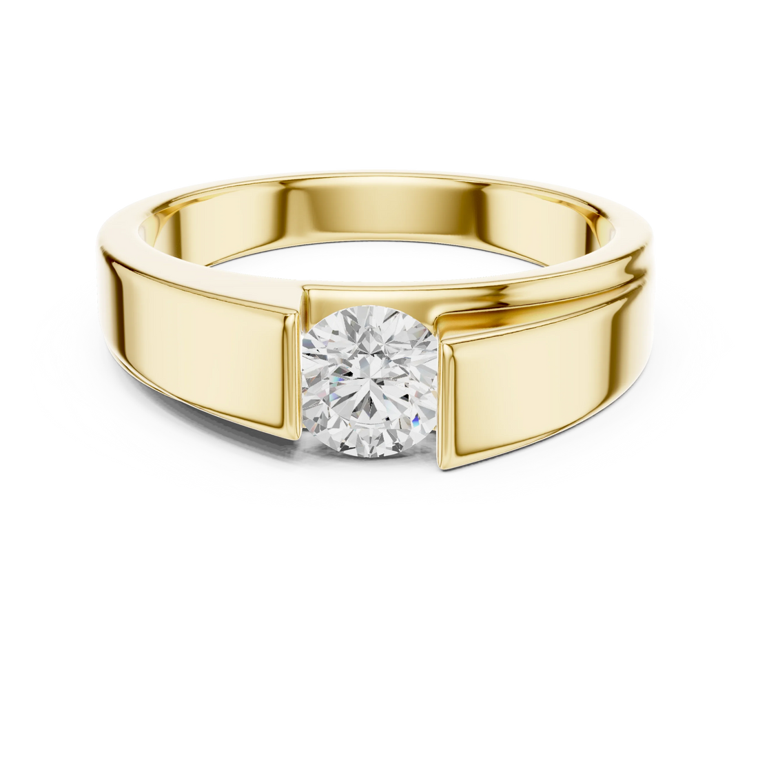 Round Diamond Modern Men's Ring
