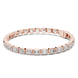 Rose gold bracelet with diamonds on a white background