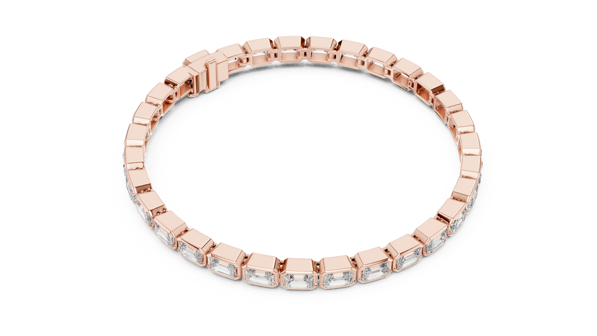 Silver bracelet with clear gemstones on a white background