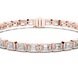 Rose gold bracelet with diamond accents on a white background