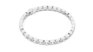 Emerald Cut Diamond Bezel Tennis Bracelet in White Gold
