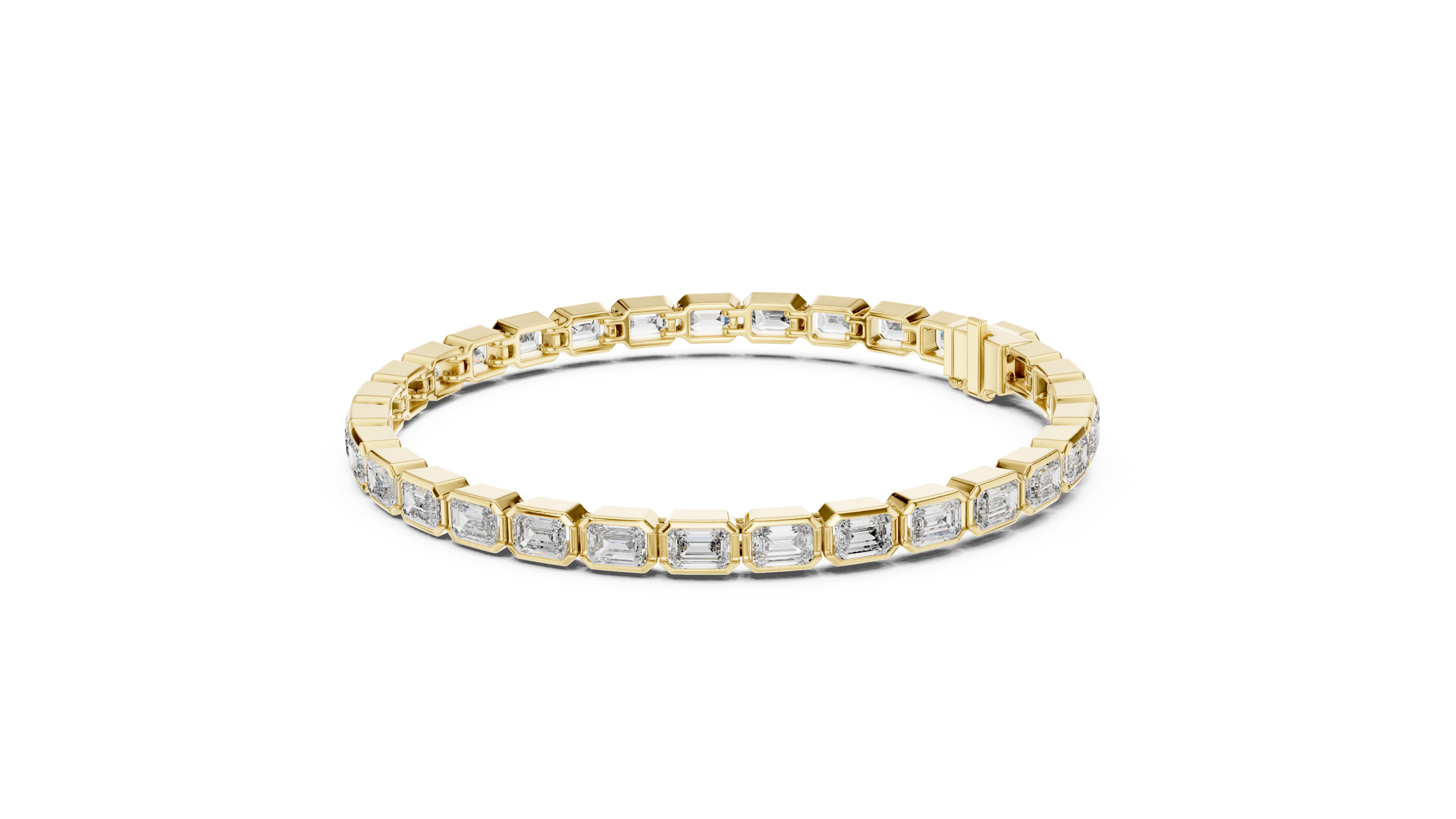 Gold bracelet with diamond accents on a white background