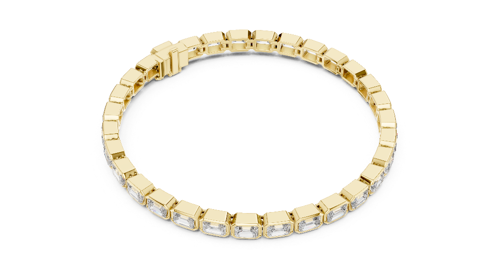 Gold bracelet with clear stones on a white background