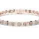 Rose gold bracelet with diamond accents on a white background