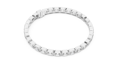 Emerald Cut Diamond Bezel Tennis Bracelet in White Gold