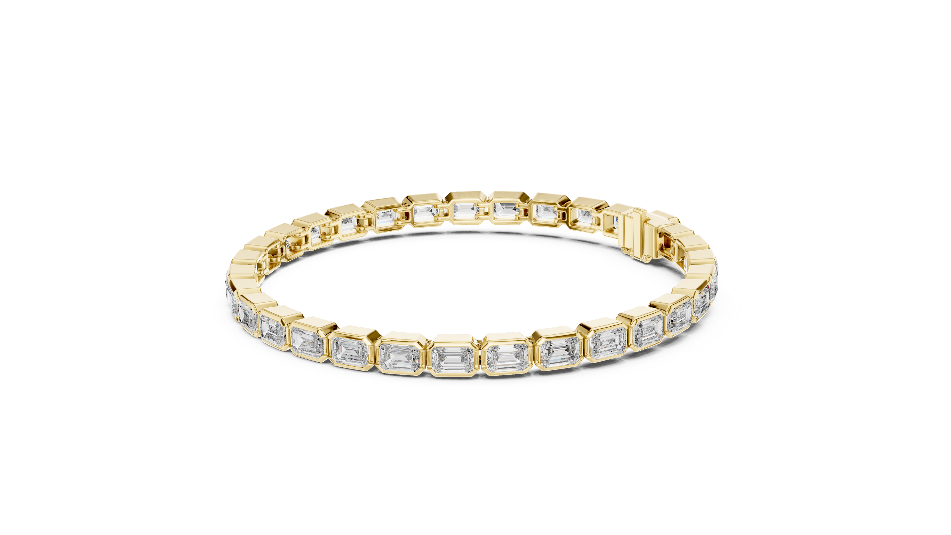 Gold bracelet with diamonds on a white background