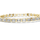 Gold bracelet with emerald-cut diamonds on a white background