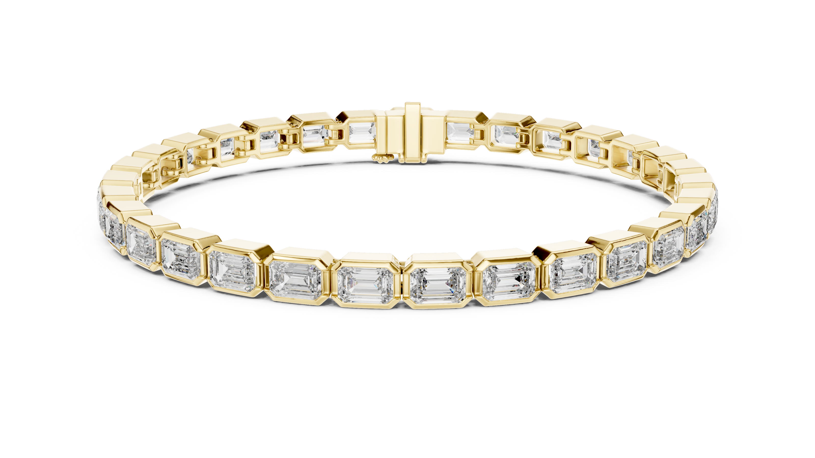 Gold bracelet with diamond accents on a white background