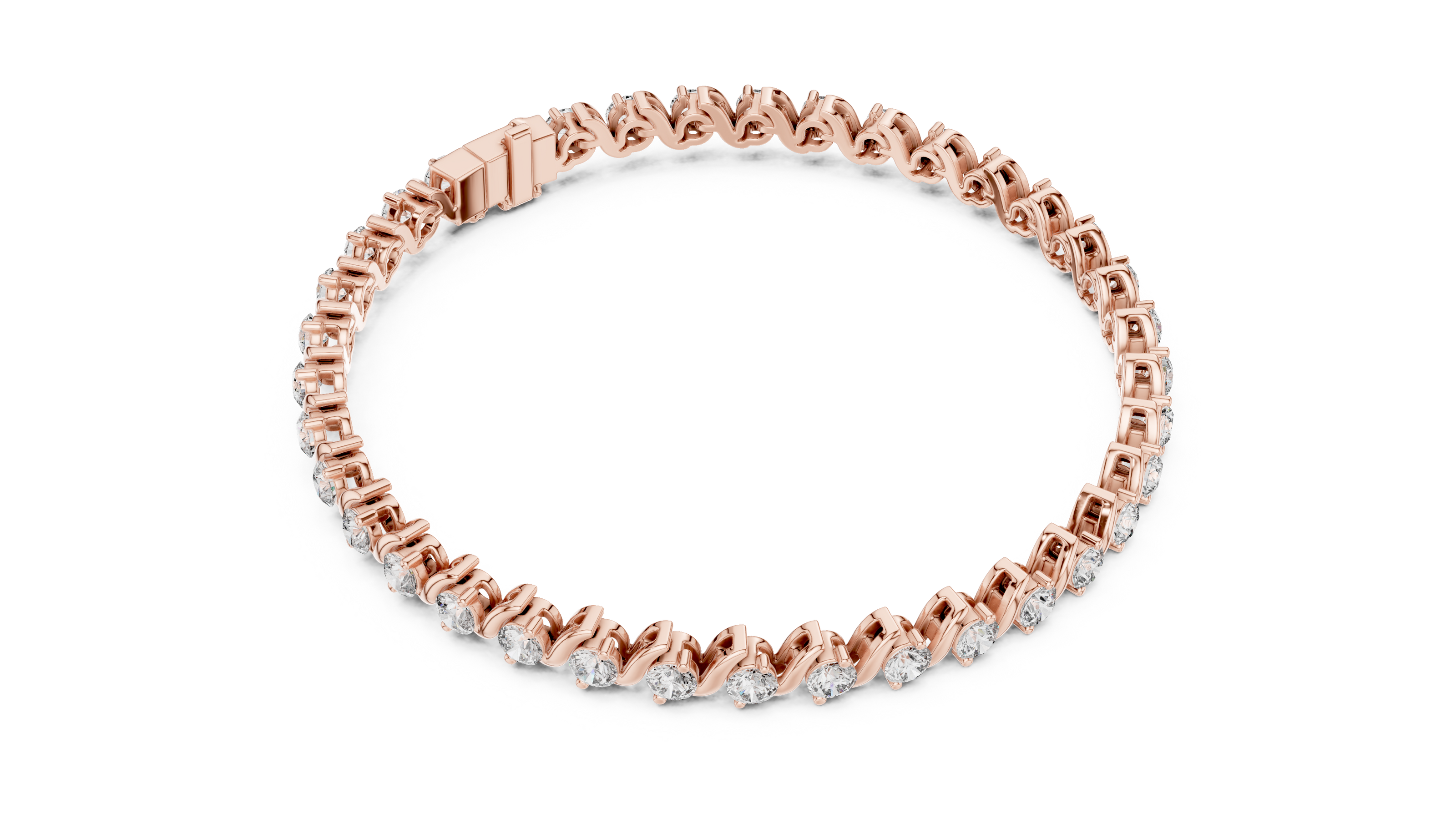 Classic round lab grown diamond bracelet in yellow gold white gold and rose gold with sleek tennis bracelet design