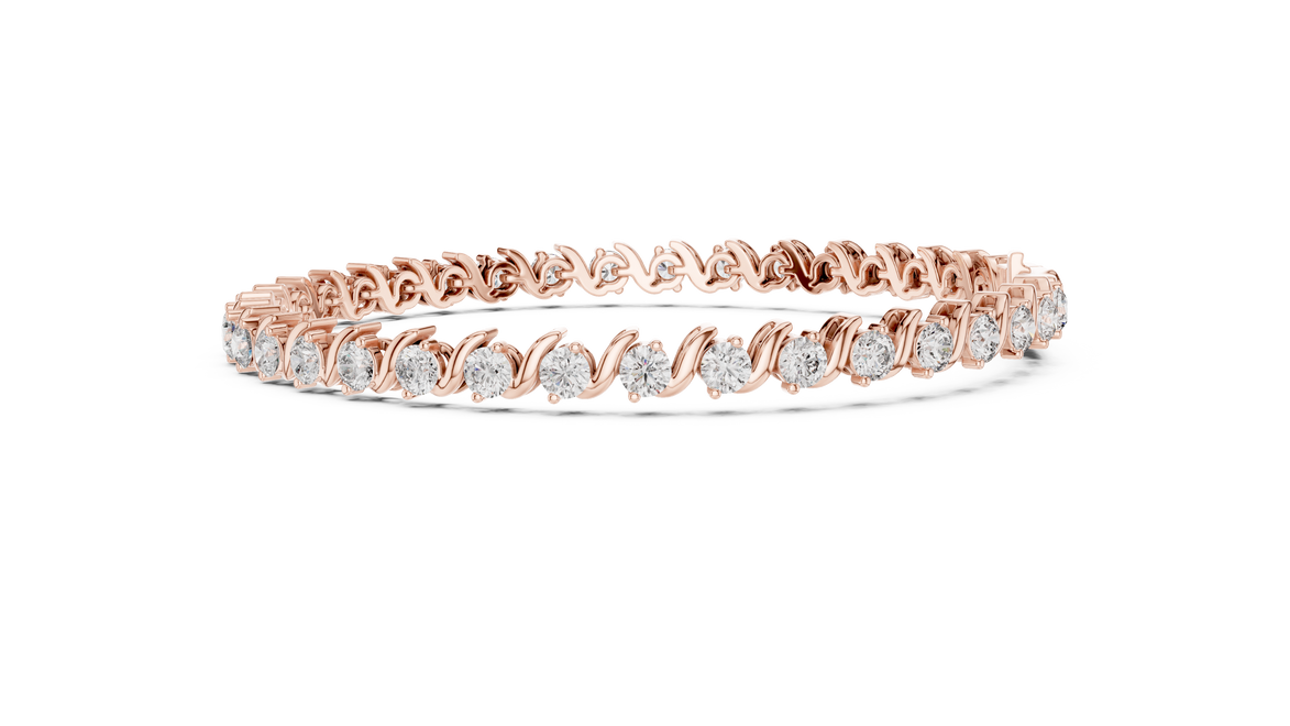 Classic round lab grown diamond bracelet in yellow gold white gold and rose gold with sleek tennis bracelet design